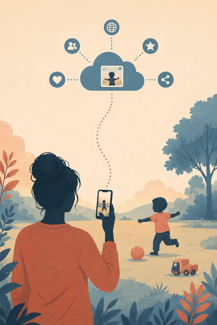 Pais compartilhando a vida dos filhos nas redes sociais